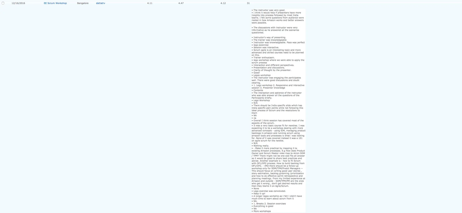 Document: Trained 31 more engineers in Scrum and lifted my score to 4.47/5
